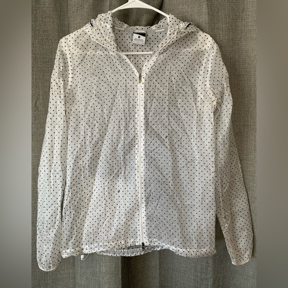 Nike Athletic Running Jacket Raincoat Womens Small Hooded Polka Dots Nylon - Picture 1 of 4